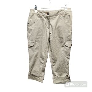 Nike Golf Pants Women Sz.4 Capri Crop Tan Dri Fit Geometric Dots